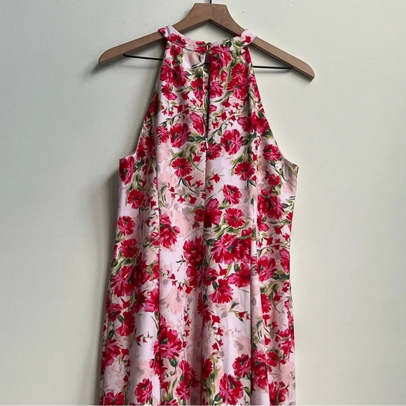 New Julia Jordan Dress, Size 12 Knot Halter Midi Dress, Pink Floral Blush Multi - Picture 10 of 16